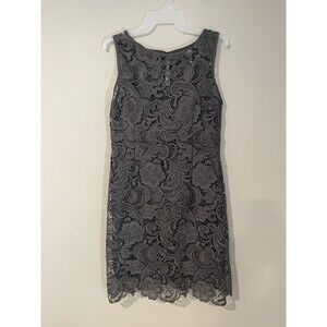 CACHE Lace Lined Bodycon Sheath Sleeveless Dress Womens Size 6 Gray Built In Bra